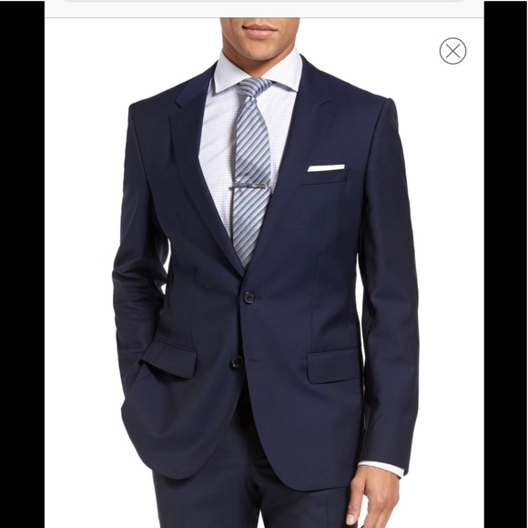 BOSS NEW Huge/Genius Trim Fit Navy Wool Suit Jkt